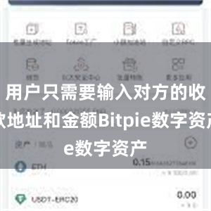 用户只需要输入对方的收款地址和金额Bitpie数字资产